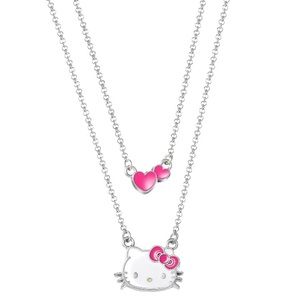 🎀❤️ Hello Kitty Enamel Hearts Double Necklace Set